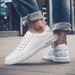 Men's Board Shoes Breathable Soft Sole First Layer Cowhide Sports White Shoes Running Shoes_vogvips.com