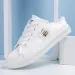 Women's Fashion Flat Sneakers Lace Up Round Toe Non Slip Canvas Casual Walking Slides Shoes_vogvips.com