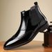 European Warm Series Business Casual New Mid-top Leather Shoes Men's British Style Slip-on Martin Boots_vogvips.com