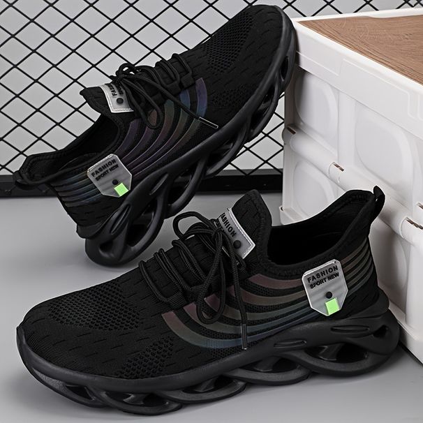 New Leisure With Fly Woven Mesh Surface, Breathable And Trendy Men's Shoes, Thick Sole, Lightweight, Plus Size, Low Top_vogvips.com