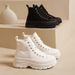 Thick Soled High Top Canvas Women's Versatile Board New Autumn Black Casual Sports Shoes, Dad Shoes_vogvips.com