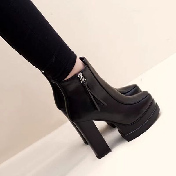Heels Super High Heels, Waterproof Platform, Heeled Short British Style, Thick Soled Martin Autumn And Winter Women's_vogvips.com