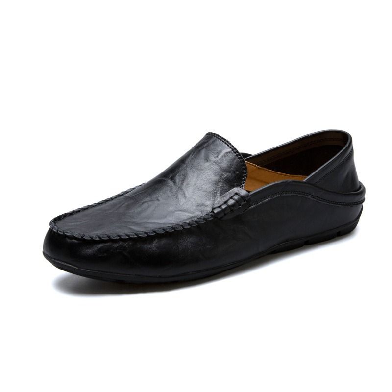 Men's Summer Breathable New Versatile Genuine Leather Men's Shoes Casual Foot Pedals Bean Soft Sole Lazy Business_vogvips.com