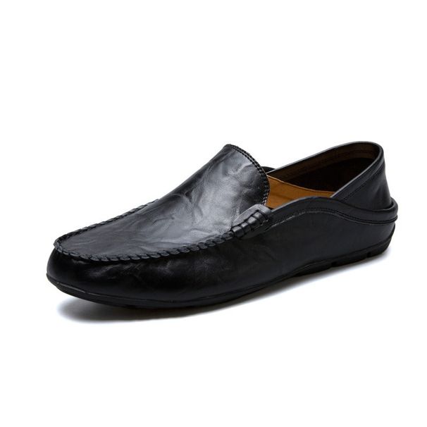 Men's Summer Breathable New Versatile Genuine Leather Men's Shoes Casual Foot Pedals Bean Soft Sole Lazy Business_vogvips.com
