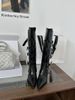 Women Boxing Boots 2025 Autumn New Belt Buckle White Boxing For Women Patent Leather Slimming High Tube Riding Western Long Boots_vogvips.com