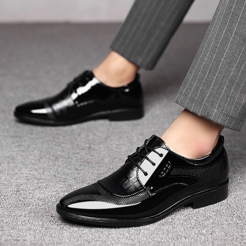 Men's Leather New Business Dress Oversized Men's Lace Up Wedding Shoes, Versatile Casual Shoes_vogvips.com
