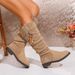 Retro Suede High Boots For Women Plus Size Tassel Slip-On Pleated Autumn Style British Style Over-the-Ankle Rubber Sole_vogvips.com