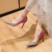 Bride 2020 New Silver Pink Main Wedding Dress High Heel Women's Stiletto Bridesmaid Shoes_vogvips.com