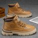 Men's Classic Retro Leather Ankle Boots With Round Toe, Anti-Slip Rubber Sole, Water-Resistant & Comfortable For Casual Wear_vogvips.com