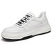 Men's Leather Green Board Shoes Thick Sole Hand-sewn Small White Shoes Cowhide Soft Sole Breathable Casual Shoes_vogvips.com