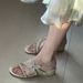 Thick Heel Rhinestone RC Sandals Bow Cross 2025 Spring New Fairy Cool Drag_vogvips.com