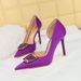 626-K9 Wind Nightclub High Thin Heels Shallow Mouth Pointed Side Hollow Metal Rivet Buckle Single Shoes Women's_vogvips.com