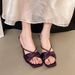 2025 Summer New Satin Rhinestone Strap Sandals For Women With Bowknot, Open-Toe, High-Heeled Outdoor Slippers_vogvips.com