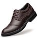 Casual Leather Shoes Men's Round Head Shallow Mouth Lace-up First Layer Work Dress Leather Shoes_vogvips.com