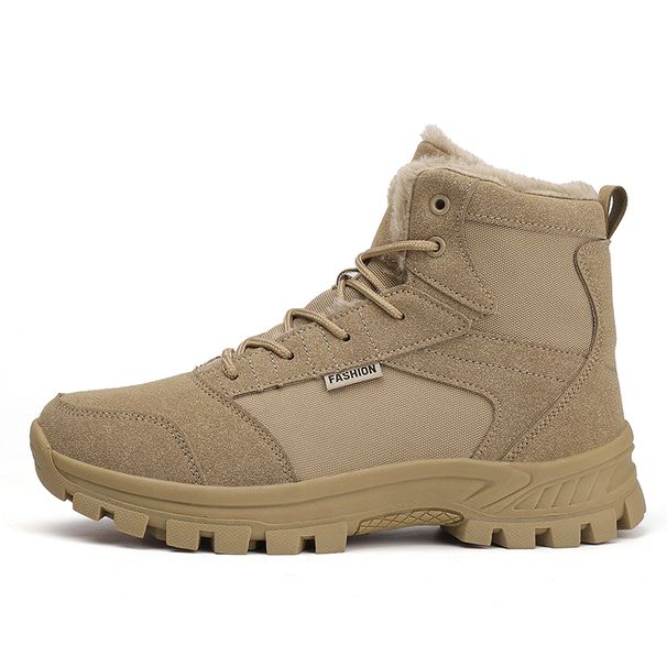 Winter Snow Boots Men Lace-up Anti-slip Warm Comfortable Plush Ankle Boots Men Casual Soft Breathable Outdoor High-top Boots Men_vogvips.com