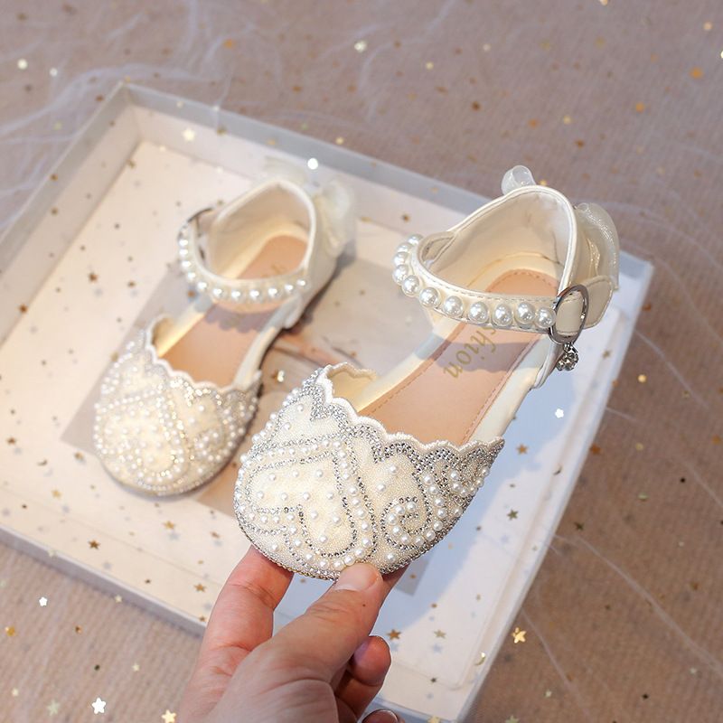 New Girls Shoes Children's Baby Leather Shoes Shining Comfortable Soft Soled Rhinestones_vogvips.com