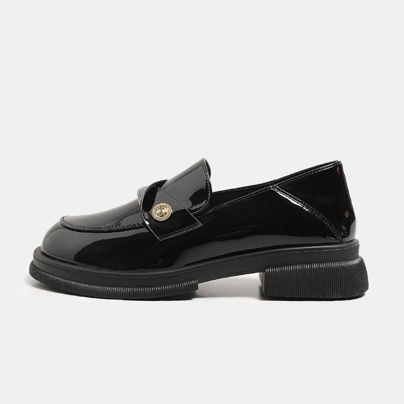 Little Leather For Women Autumn New Britih Style Black Thick Bottom Veratile Le Fu Fahion Single_vogvips.com