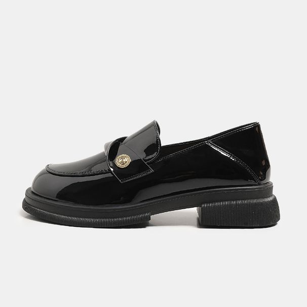 Little Leather For Women Autumn New Britih Style Black Thick Bottom Veratile Le Fu Fahion Single_vogvips.com