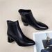Winter Pointed High Heel Short Boots Soft Leather Women's Coarse Heel Martin Boots Spring And Autumn Single Boots Medium Heel Soft Leather Shoes_vogvips.com