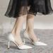 Women's Pearl Hollow Single Shoes A12 Stiletto Heel Pointed Toe Low Mouth Fashion High Heels Bridesmaid Banquet Wedding_vogvips.com