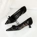 230-26 European And American Style Pointed Toe Sexy Lace Women's With Bowknot, Wine Glass Comfortable Low Heel, Shallow_vogvips.com