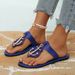 2026 Spring And Summer New Flat Slippers Women's Boat Aiming Metal Buckle Beach Sandals Open-toed Slippers_vogvips.com