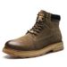 European Warm Series Men's Martin Trendy 2025 New Fleece-Lined Cotton Shoes Warm Snow Genuine Leather Outdoor Work Boots For Men_vogvips.com