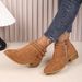New Plus Size Women's Stylish Square Heel With Fashionable Belt Buckle Decoration Pointed Fashion Boots_vogvips.com