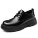 Men's Work Shoes British Style Derby Small Leather Shoes Genuine Leather Black Versatile Platform Thick-Soled Height-Inc_vogvips.com