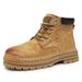 Men's Rugged Work Boots With Thick Sole & Fleece Lining - Genuine Leather Mid-Calf Martin Boots For Winter Comfort_vogvips.com