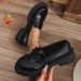 New Patent Leather Glossy Fringe Thick Soled Retro Loafers Plus Size Casual Shoes_vogvips.com