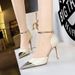 8386-7 Chinese Style Women's Shoes Banquet High Heels Shallow Mouth Splicing Pointed Hollow Strap Sandals For Women_vogvips.com