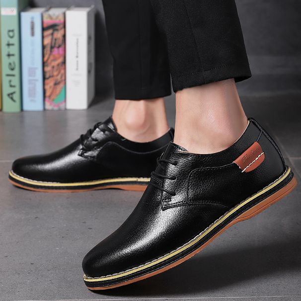 Trendy Men's Business Casual First Layer Cowhide Fleece Lined Leather Low Heel Fashion Spring Wedge All-Season Shoes_vogvips.com