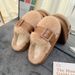 Thick-Soled Closed-Toe Furry For Women, Outdoor Wear, 2025 Winter New Style, Belt Buckle, Warm Plush Slippers_vogvips.com