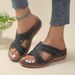 Large Size New Casual Round Toe Cross Strap Hollowed Out High-heeled Women's Wedge Heel Slippers_vogvips.com