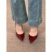 French Retro Elegant Red Pointed Toe Pumps Sexy Side Cutout Patent Leather High Heels_vogvips.com