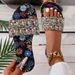 Women's Summer Flat Slippers Rhinestone Print Casual Beach Sandals Stylish Everyday Design_vogvips.com