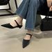 Pointed-toe Mule Women, Elegant One-strap Heel Closed-toe Mules, French-style Wedge Sandals For Women_vogvips.com