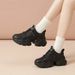 Black Dad Shoes, Women's New Autumn And Winter Thick Soled Fashionable And Versatile, Height Increasing And Velvet Enhancing Small Casual Sports Shoes_vogvips.com