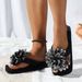 European American Women's Summer Floral-decorated Flip-flops, Macaron-colored Flat Beach Sandals, Breathable,_vogvips.com