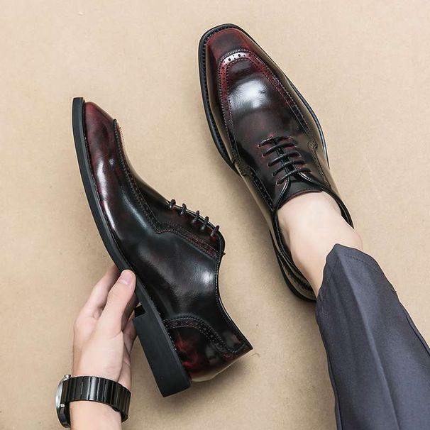 Euro Step New Leather Brogue British Style Casual Business Formal Breathable Derby Wedding Groom Office Men's Shoes_vogvips.com