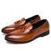 Autumn British Style Men's Slip-On Korean Trendy Hairstylist Pointed Toe Tassel Lazy Casual Leather Shoes_vogvips.com
