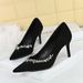 SEVEN BIG TREES Women's Pointed Toe Suede Stiletto Heels With Rhinestones - Elegant Dress Pumps For Parties & Evening Events_vogvips.com