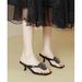 High Slippers For Women Summer Outdoor 2026 New Rhinestone Flower Kitten Heel Sandals Square Toe Post Flip Flops_vogvips.com