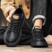 European Warm Series Men's Leather 2025 New Autumn Winter Fleece-Lined Warm Cotton Shoes British Martin Trendy Snow Work Short Boots_vogvips.com