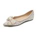 Pointed Rhinestone Single Shoes Women's Autumn Bow One Pedal Fairy Shoes Large Size_vogvips.com