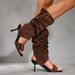 2026 New European And American Style Brown Suede High-Heeled Sandal Boots For Women, Open-Toed, Slimming Leg Ring,_vogvips.com