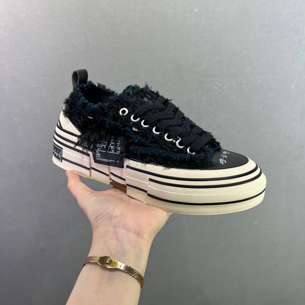 Swan's Eye Sequin Thick-Soled Canvas For Women, Cork Double-Layer Casual Sneakers, Deconstructed Beggar Style_vogvips.com