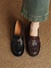 Soft Sheepskin Black High-Heeled Camellia Loafers 2025 Spring & Fall New British Style Slip-on Platform Shoes Women_vogvips.com