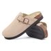 Smile Pop New Fashion Women's Suede Clogs With Back Strap Men's Leather Mules Cork Footbed Slip On Potato Shoes For_vogvips.com